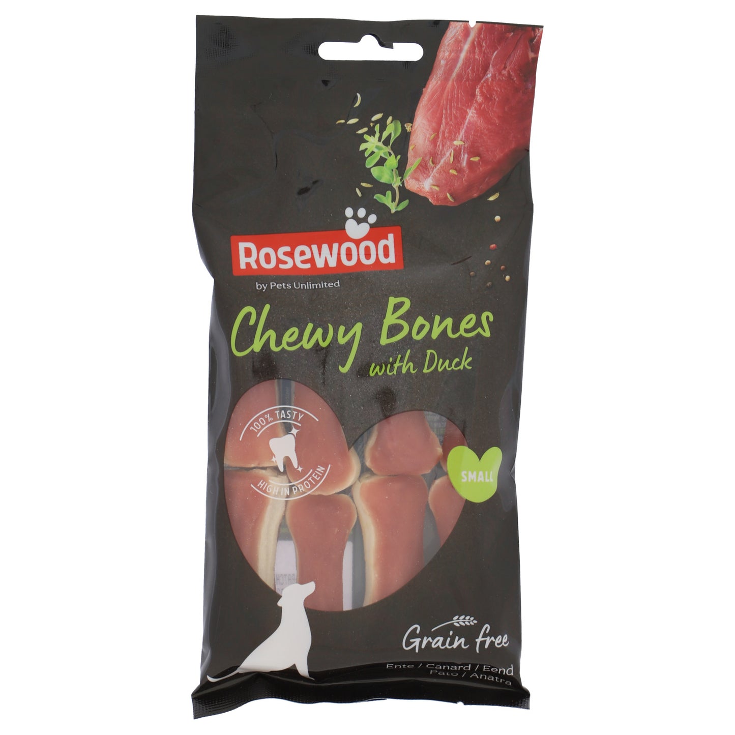 Rosewood (Pets Unlimited) Chewy Bone With Duck Small | Dog Treats (8 Pcs)
