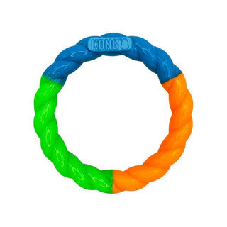 KONG | Twistz High‑Viz Ring | Small Glow‑in‑the‑Dark Dog Toy