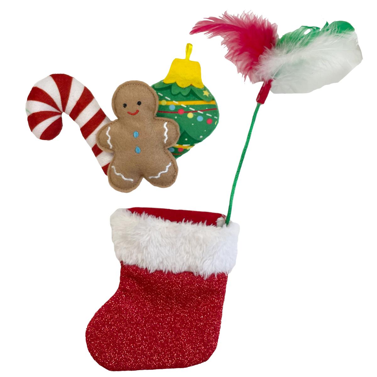 Holly & Robin | Christmas Cat Toy | Stuffed Sparkly Gift Stocking