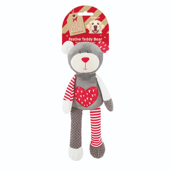 Cupid & Comet Festive Teddy Bear | Christmas Plush Dog Toy