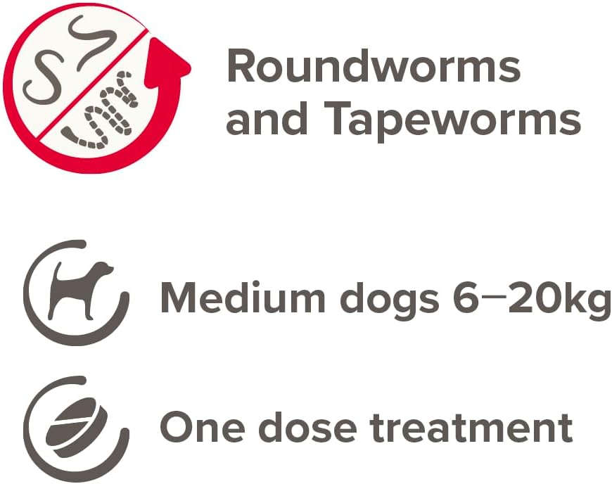 Beaphar One Dose Wormer for Dogs | Roundworm & Tapeworm Treatment