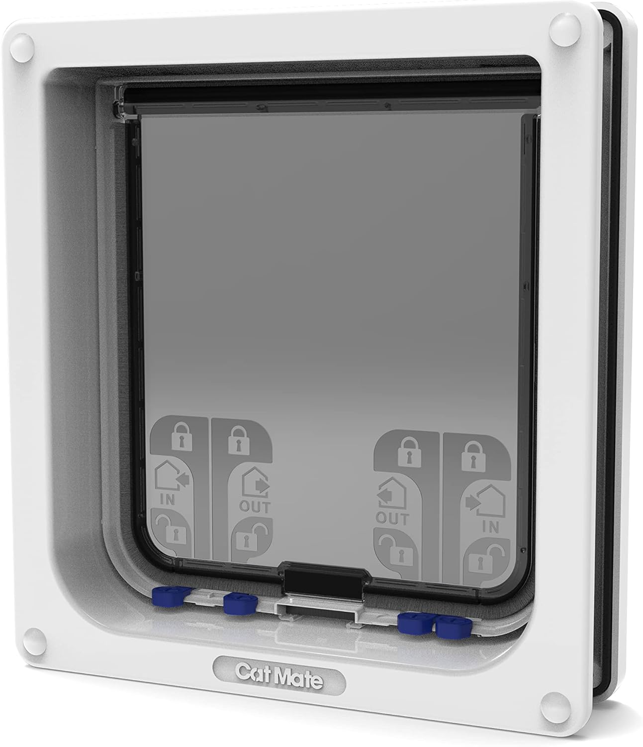 Cat Mate 4-Way Locking Large Cat Flap (221) For Large Cats & Small Dogs White Secure Double Lock Silent & Draught Proof