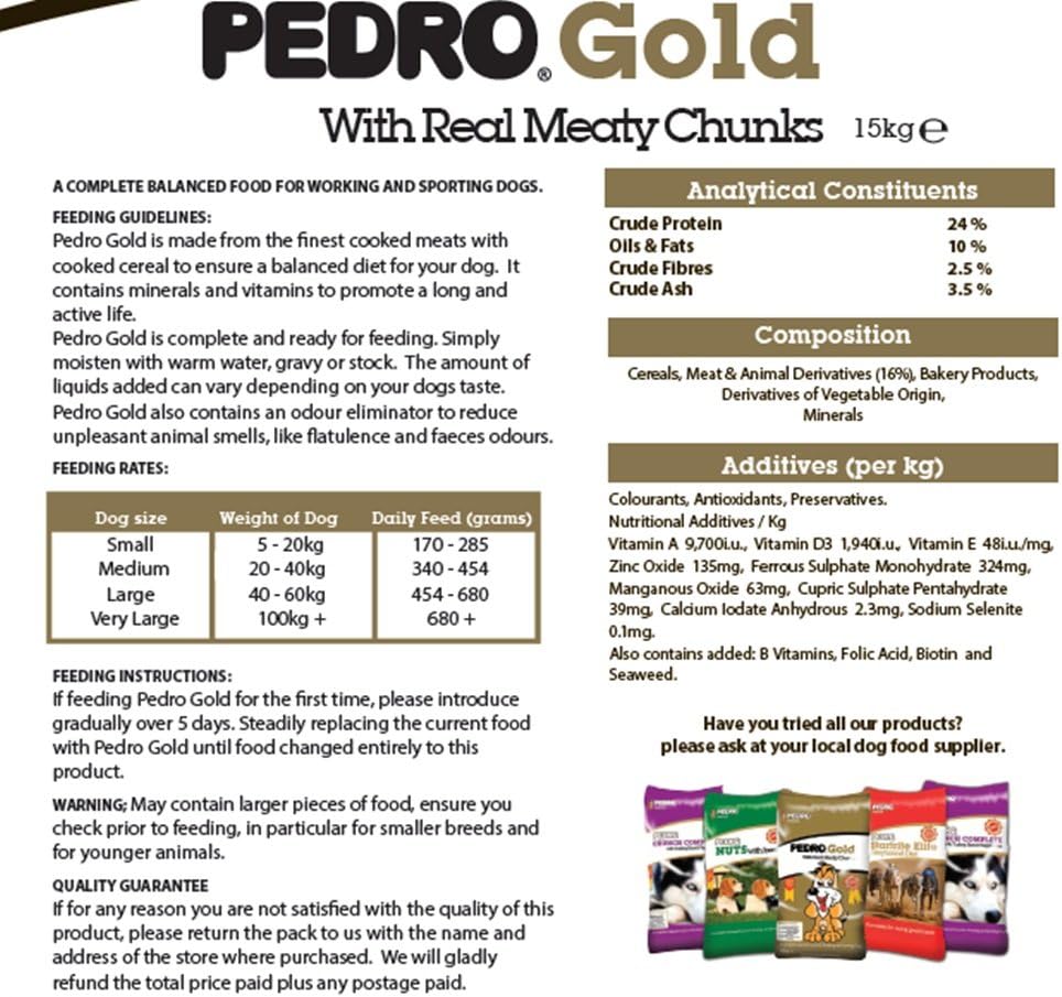 Pedro | Dry Working Dog Food | Gold with Meaty Chunks - 15kg