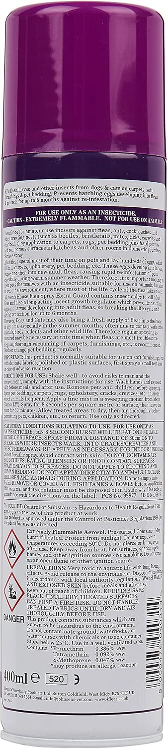 Johnson's Veterinary | House Flea & Insect Spray Extra Guard - 400ml