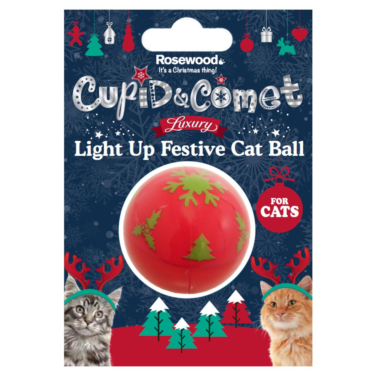 Cupid & Comet | Light Up Festive Ball | Christmas Cat Toy