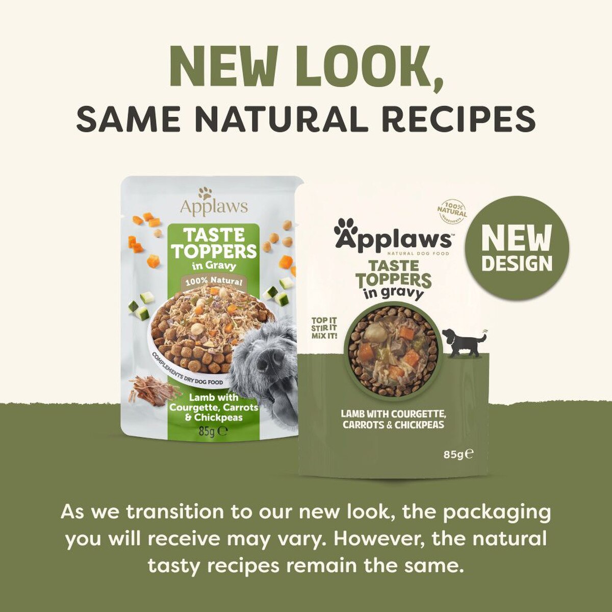 Applaws Lamb with Courgette, Carrots & Chickpeas Topper in Gravy Dog Wet Food 85g