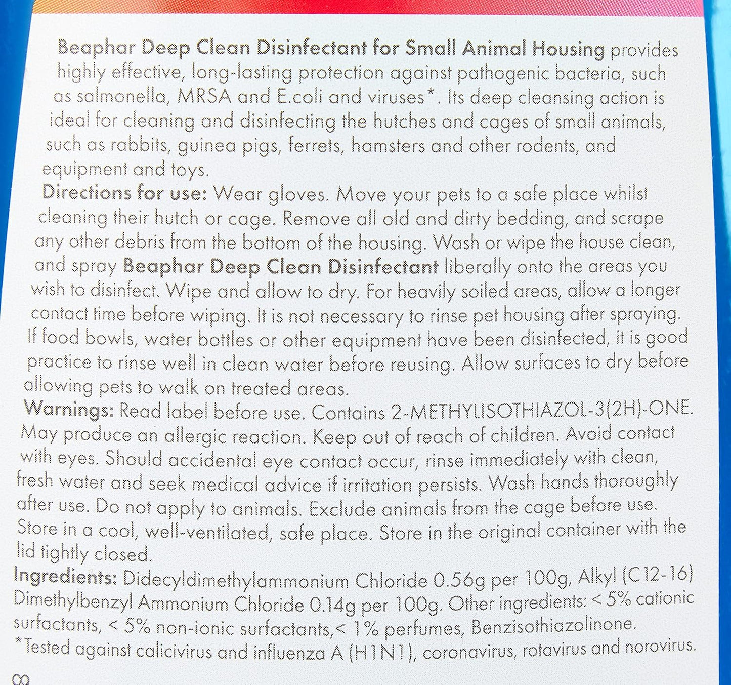 Beaphar | Small Pet Cleaning | Blue Deep Clean Disinfectant - 500ml