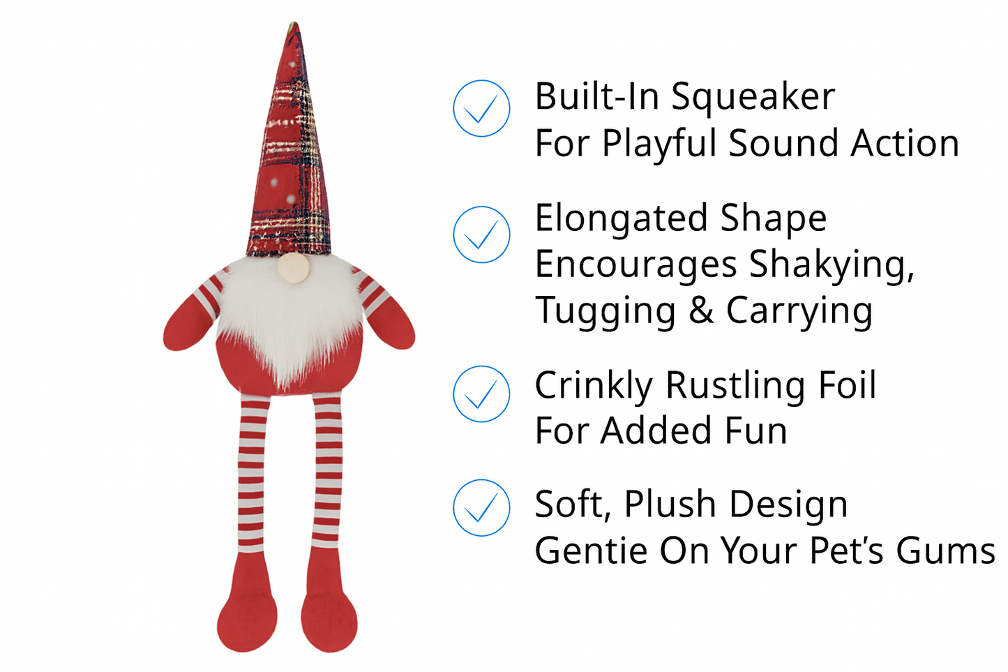 Trixie Christmas Multitextured Festive Crinkle Gnome | Dog Plush Toy