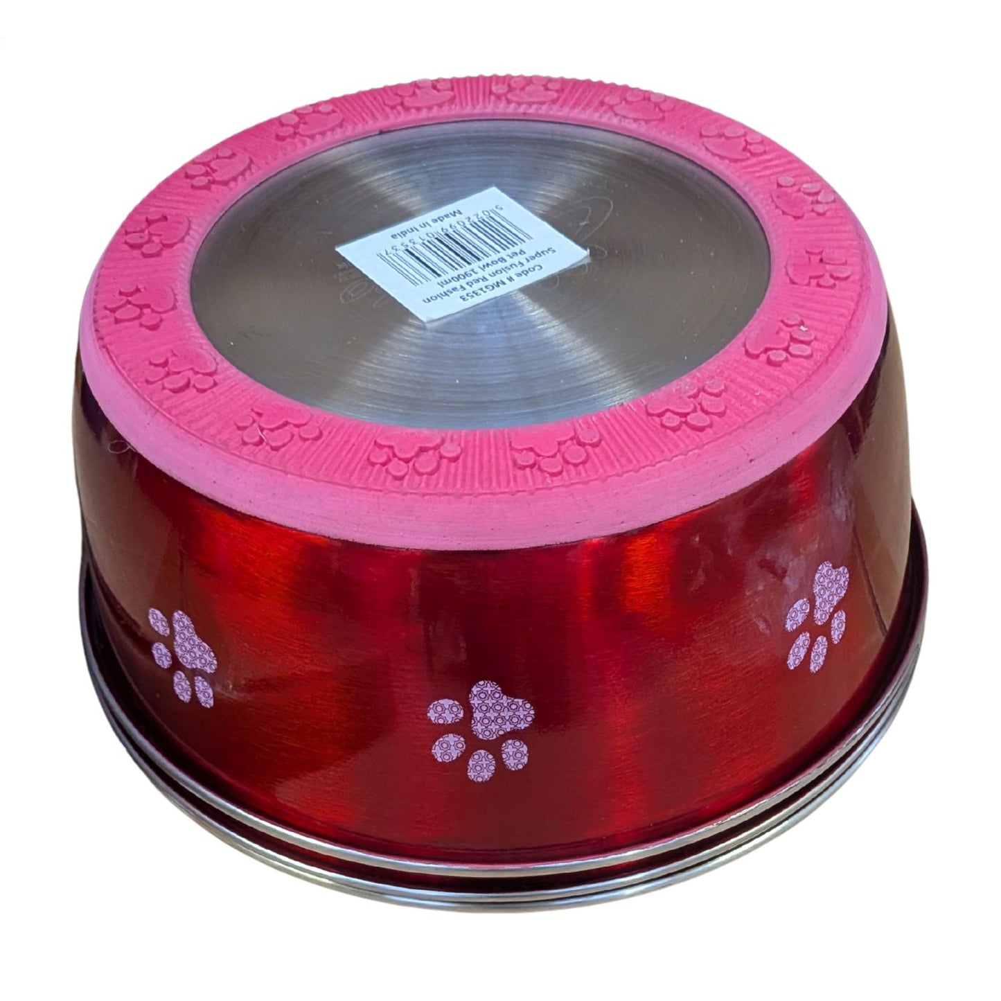 Cheeko Fusion Bowl – Stainless Steel Dog & Cat Bowl with Non-Slip Base | Red | 350ml–1900ml