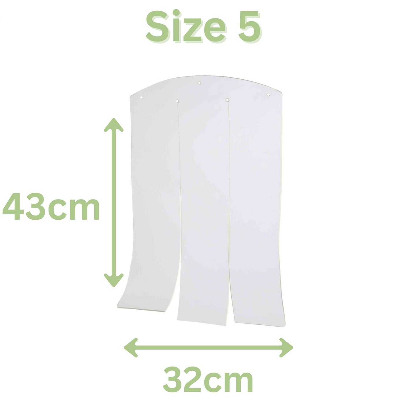 Clear plastic flap with three slits and nail holes for a wooden dog kennel.