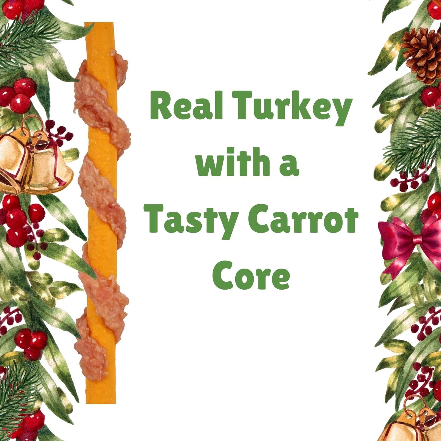 Rosewood Jumbo Turkey Wrapped Carrot Stick | Christmas Dog Treat 23cm