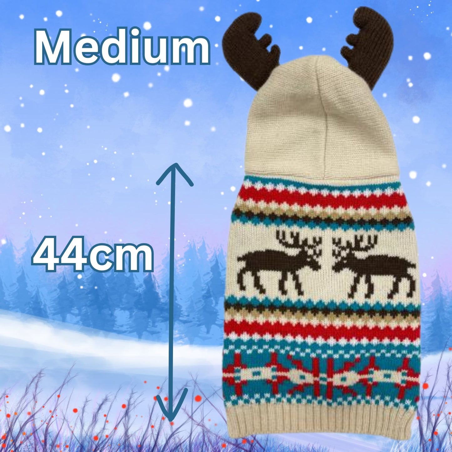 Holly & Robin Christmas Dog Jumper – Antler Hooded Sweater for Festive Walks