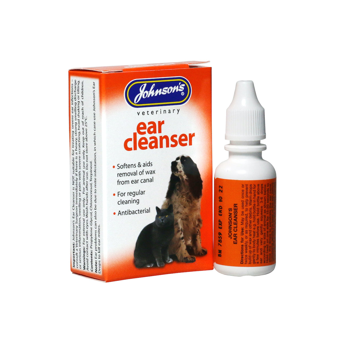 Johnson's Dog & Cat Ear Cleanser Drops 18ml/50ml | Pet Ear Cleaner