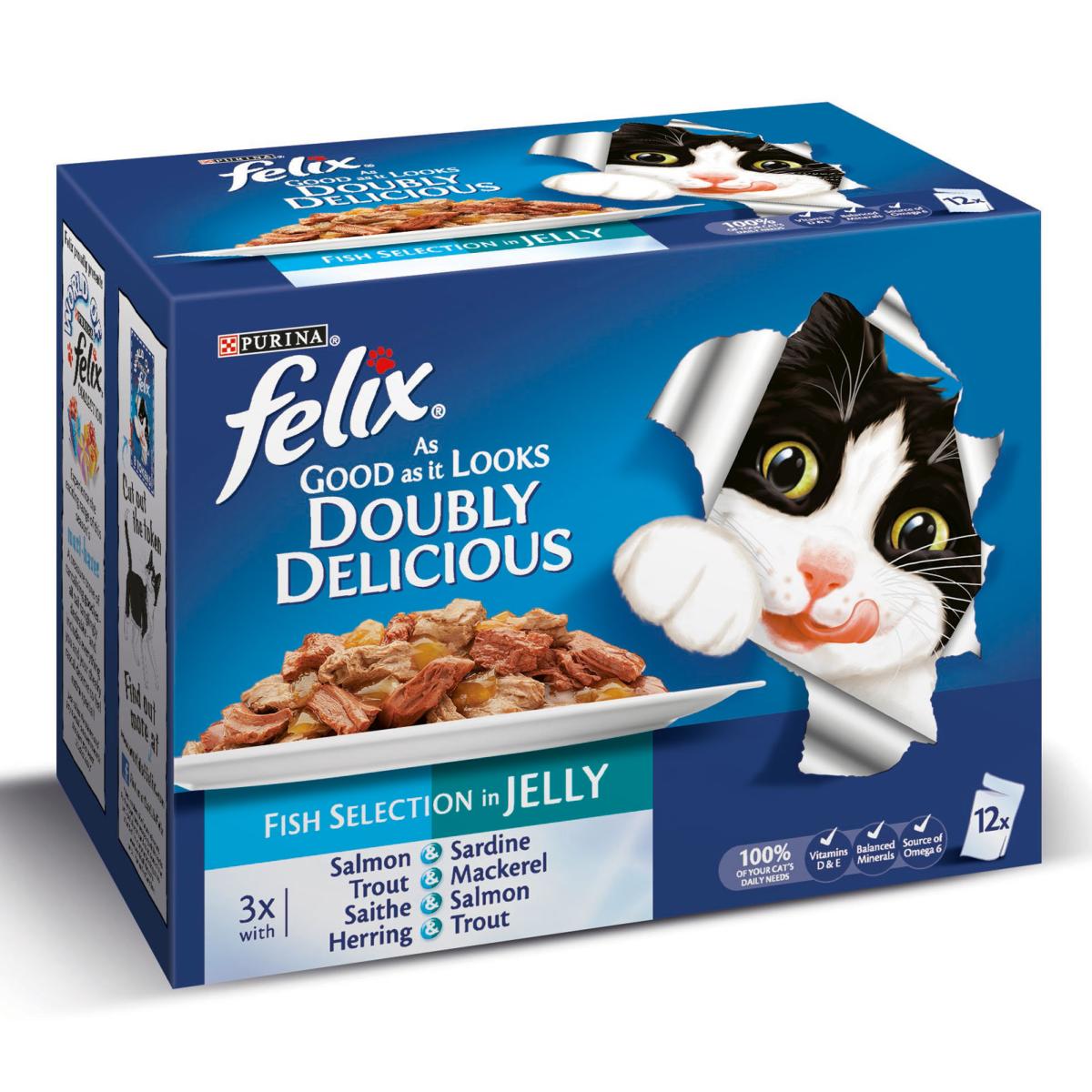 Felix | Wet Cat Food Pouches | As Good As It Looks | Doubly Delicious Fish - 12 x 100g