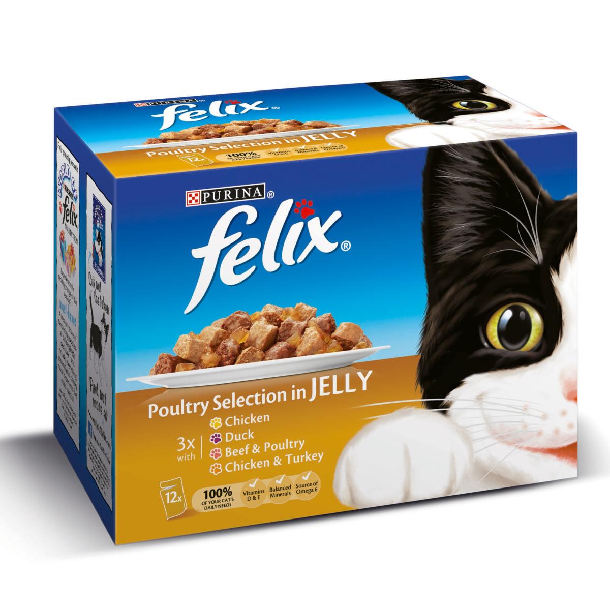 Felix | Wet Cat Food Pouches | Poultry Selection in Jelly - 12 x 100g