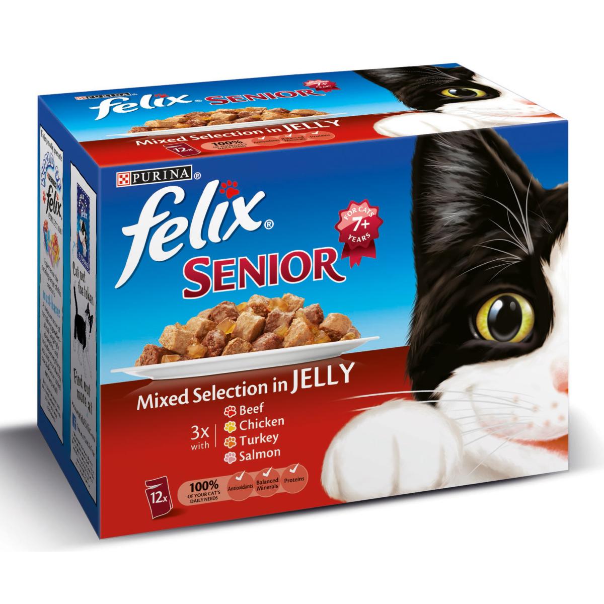 Felix | Wet Cat Food Pouches | Senior | Variety Chunks in Jelly - 12 x 100g