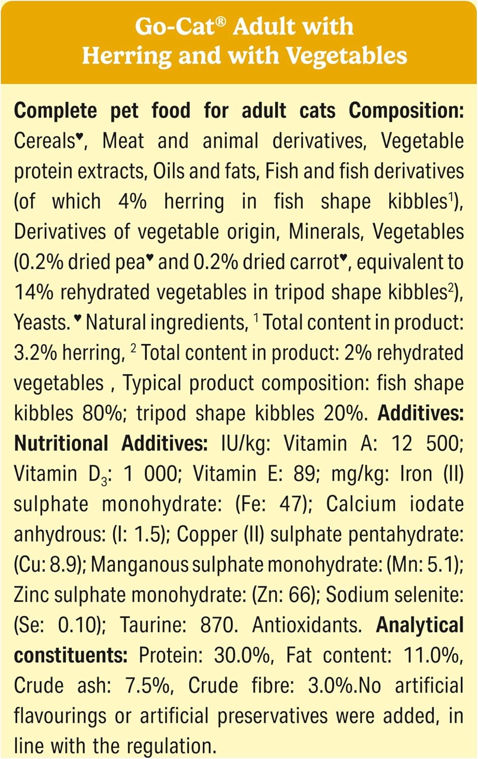 Go Cat | Dry Cat Food | Adult | Herring & Vegetables - 10kg