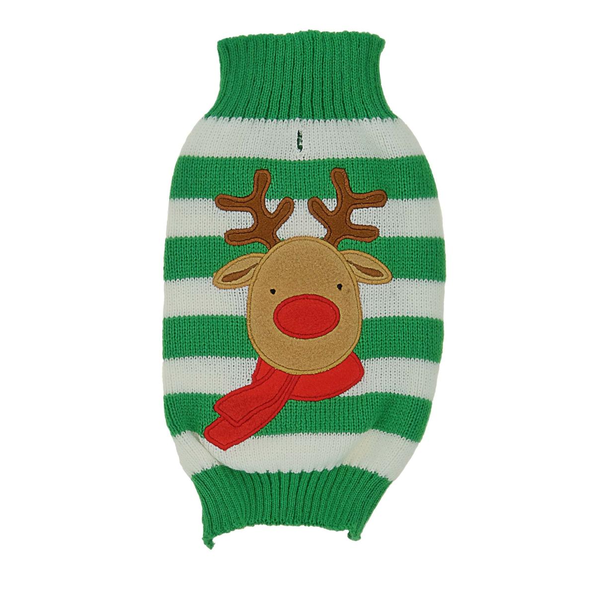 Pawsley & HoHoHo | Knitted Stripey Rudolph | Dog Christmas Jumper