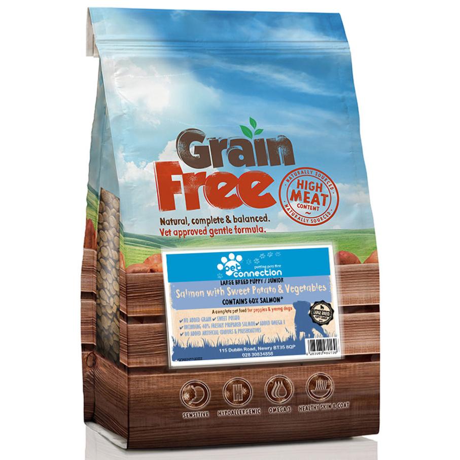 Pet Connection Grain Free | Dry Dog Food | Large Breed Puppy | Salmon with Sweet Potato & Vegetables