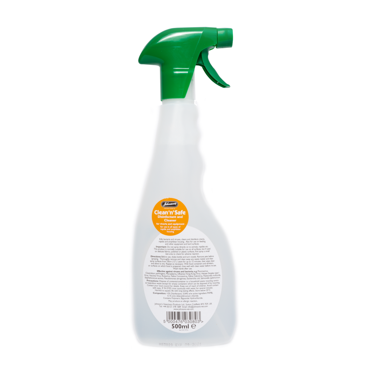Johnson's Veterinary | Reptile Disinfectant | Clean 'N' Safe - 500ml