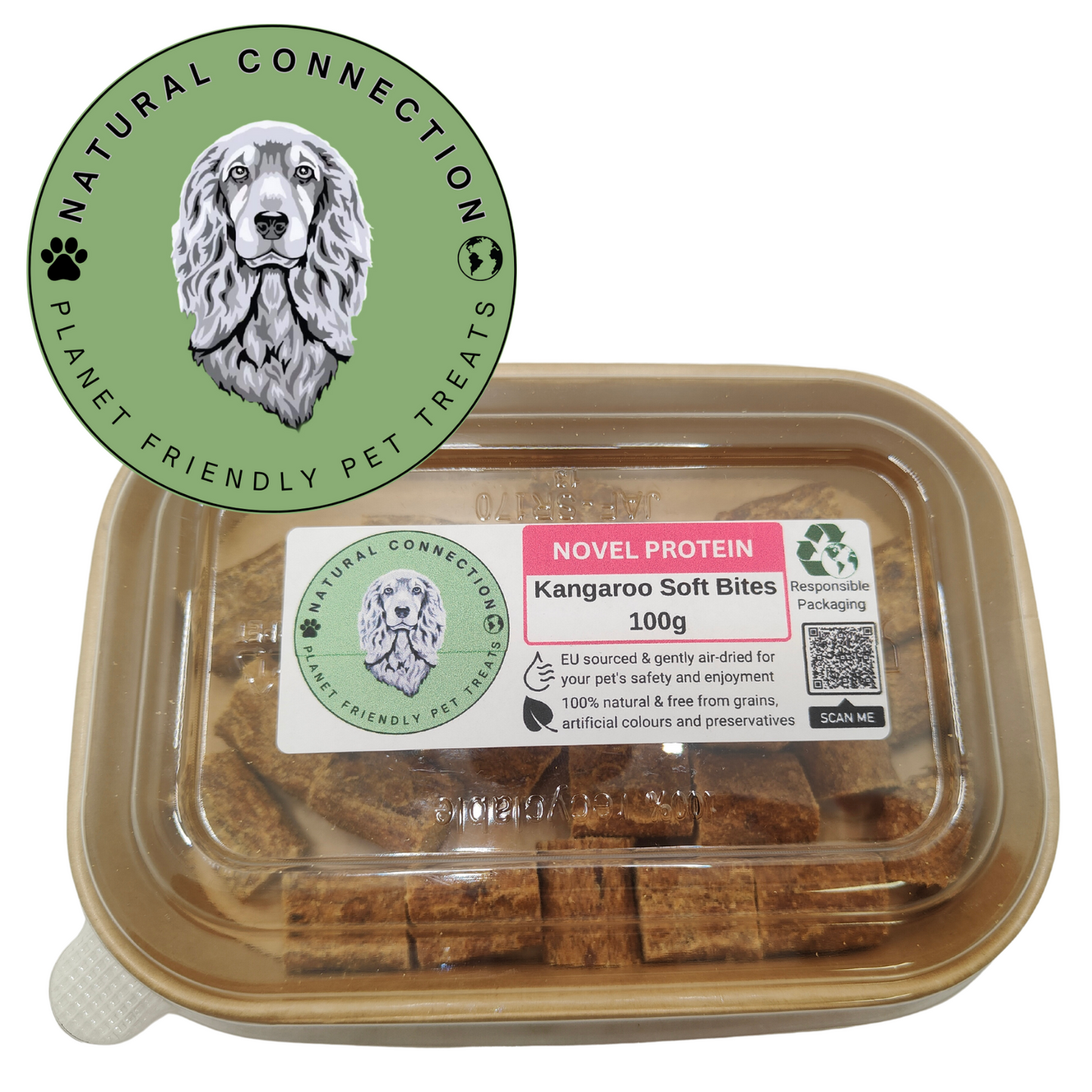 Kangaroo Soft Training Bites | Novel Protein Bitesize Dog Treats by Natural Connection 100g
