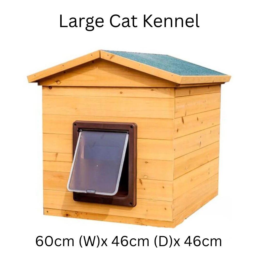 Wooden Cat Kennel | Flatpack | Cosy Outdoor Shelter with Flap