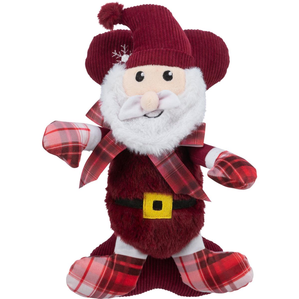 Trixie Plush Santa & Squeaky Bone Set | Christmas Dog Toy Gift