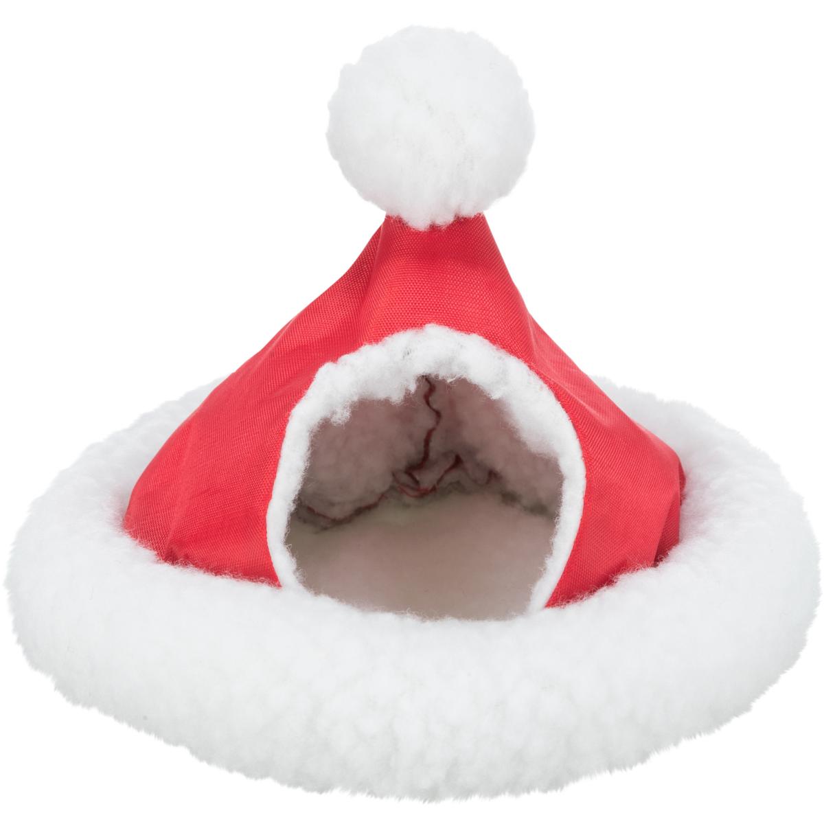 Trixie | Christmas Small Pet Hide | Santa Hat Cuddly Cave