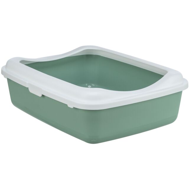 Trixie | Cat Litter Tray | Classic with Rim - Sage & White