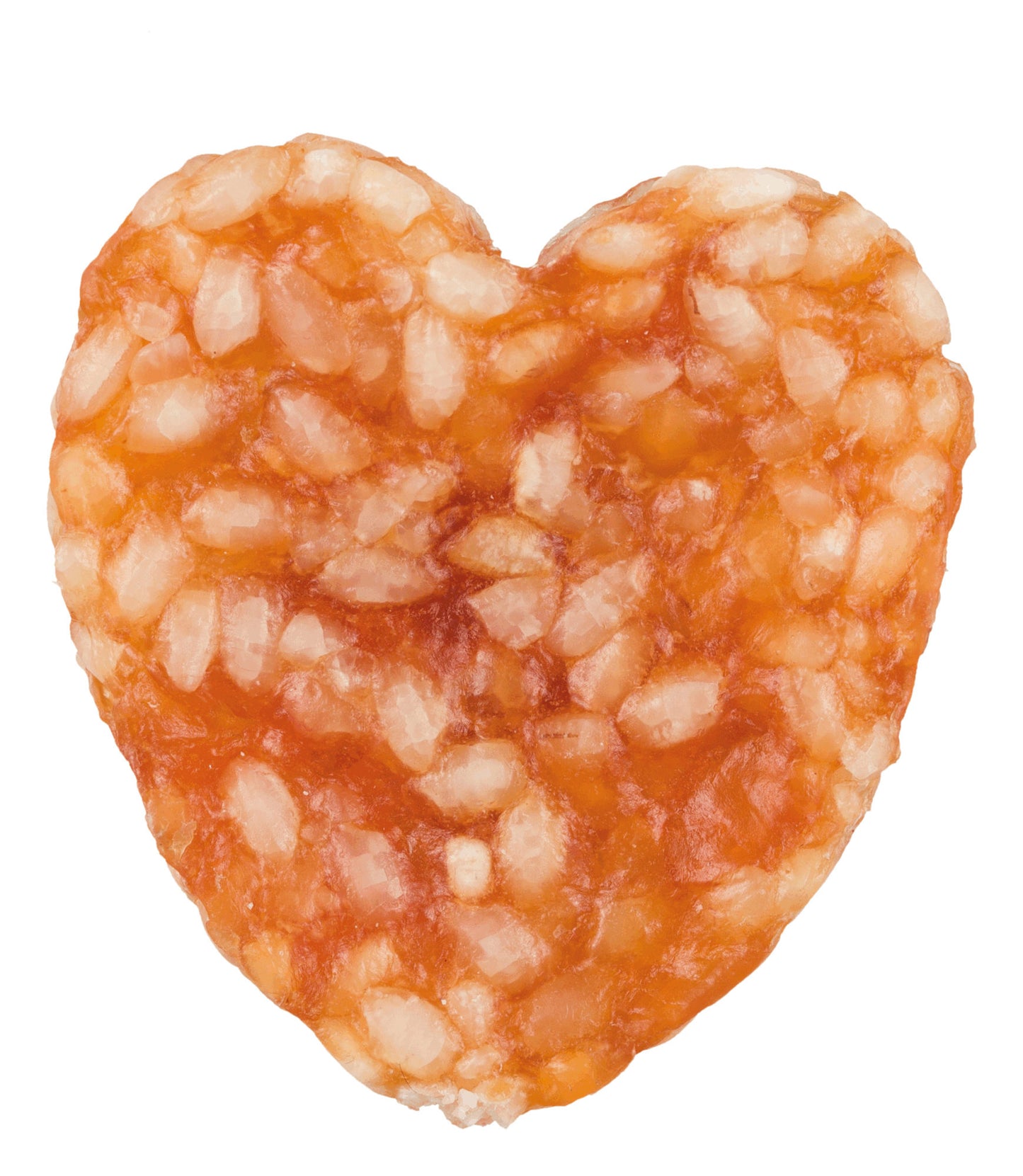 Heart-shaped dog treat on a white background