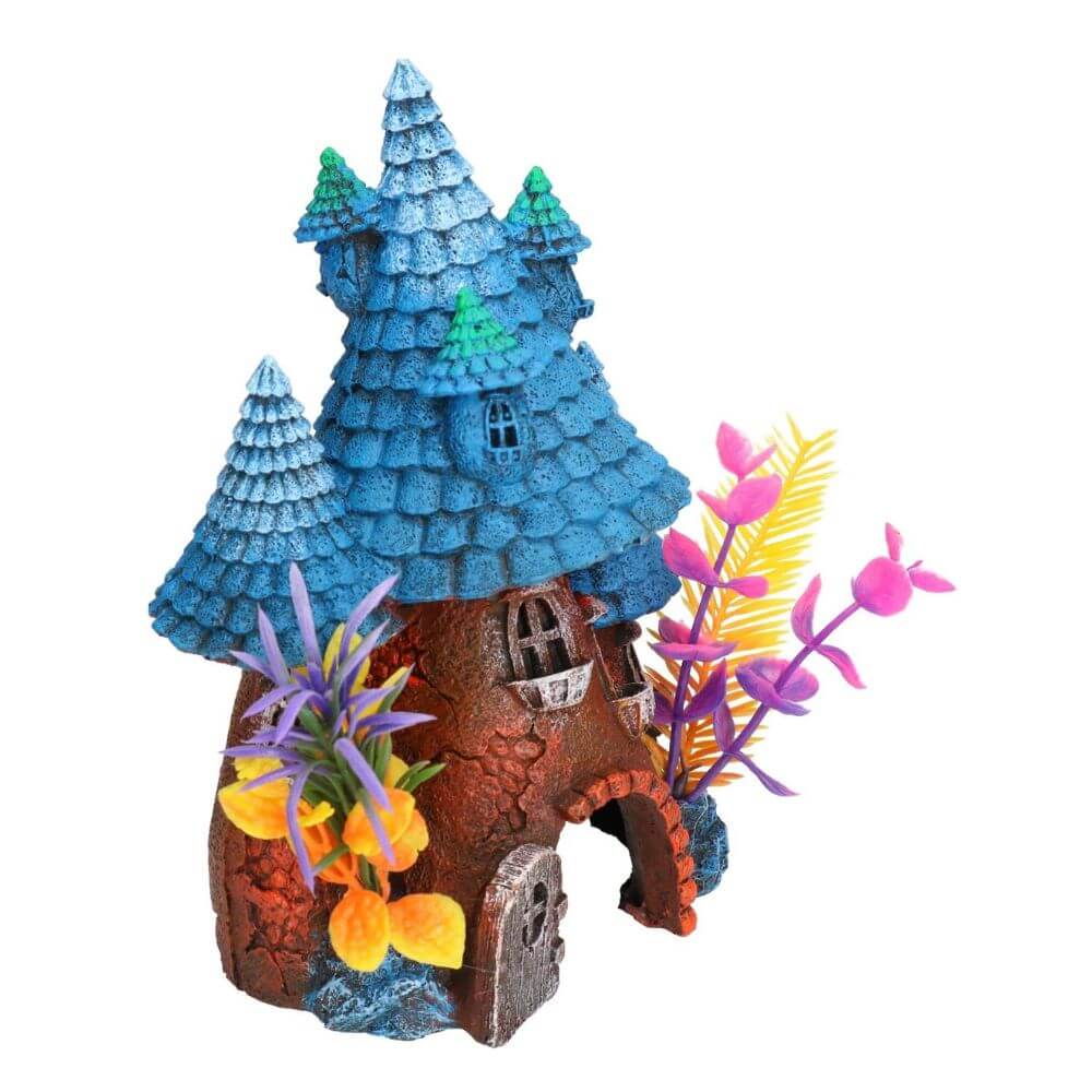 Rosewood Blue Roof Pixie House Aquatic Ornament