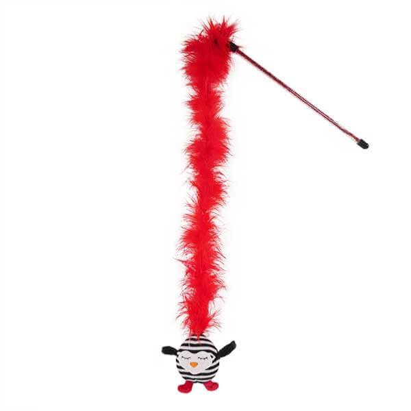 Cupid & Comet | Striped Penguin Feather Teaser | Christmas Cat Toy