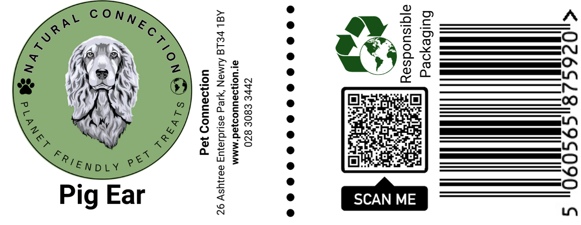 Pig's Ear | High Protein Chewy Dog Treat | Top Quality Pork Snacks by Natural Connection