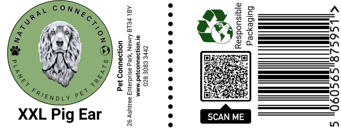 XXL Giant Pig's Ear | High Protein Chewy Dog Treat | Top Quality Pork Snacks by Natural Connection