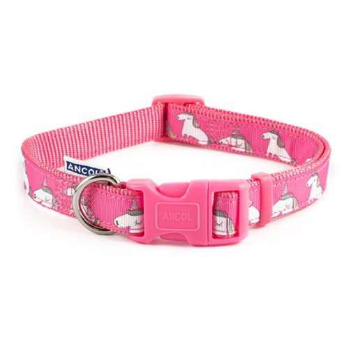 Ancol Indulgence Adjustable Nylon Unicorn Dog Collar - Pink