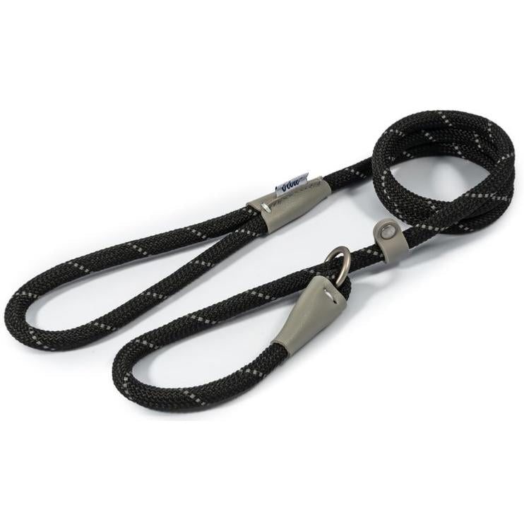 Ancol Viva | Dog Slip Lead | Reflective Nylon Rope - Black