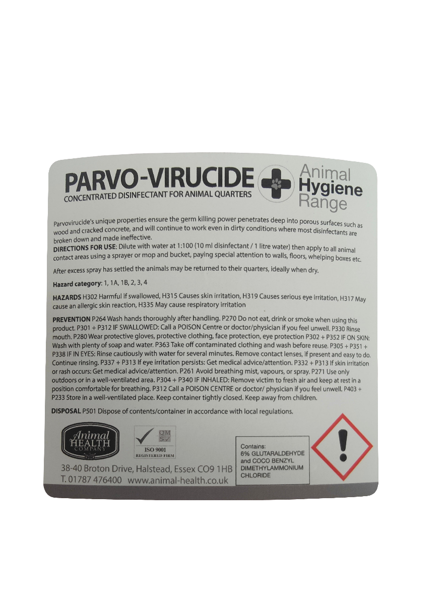 Parvo-Virucide | Dog Safe Super Disinfectant for Virus, Bacteria, Fungus & Ringworm by Animal Hygiene Range