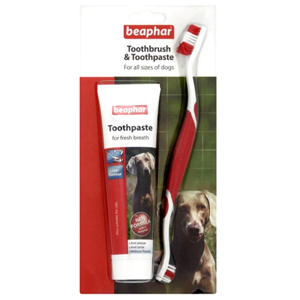 Beaphar | Dog Toothbrush & Toothpaste Set | Complete Dental Kit