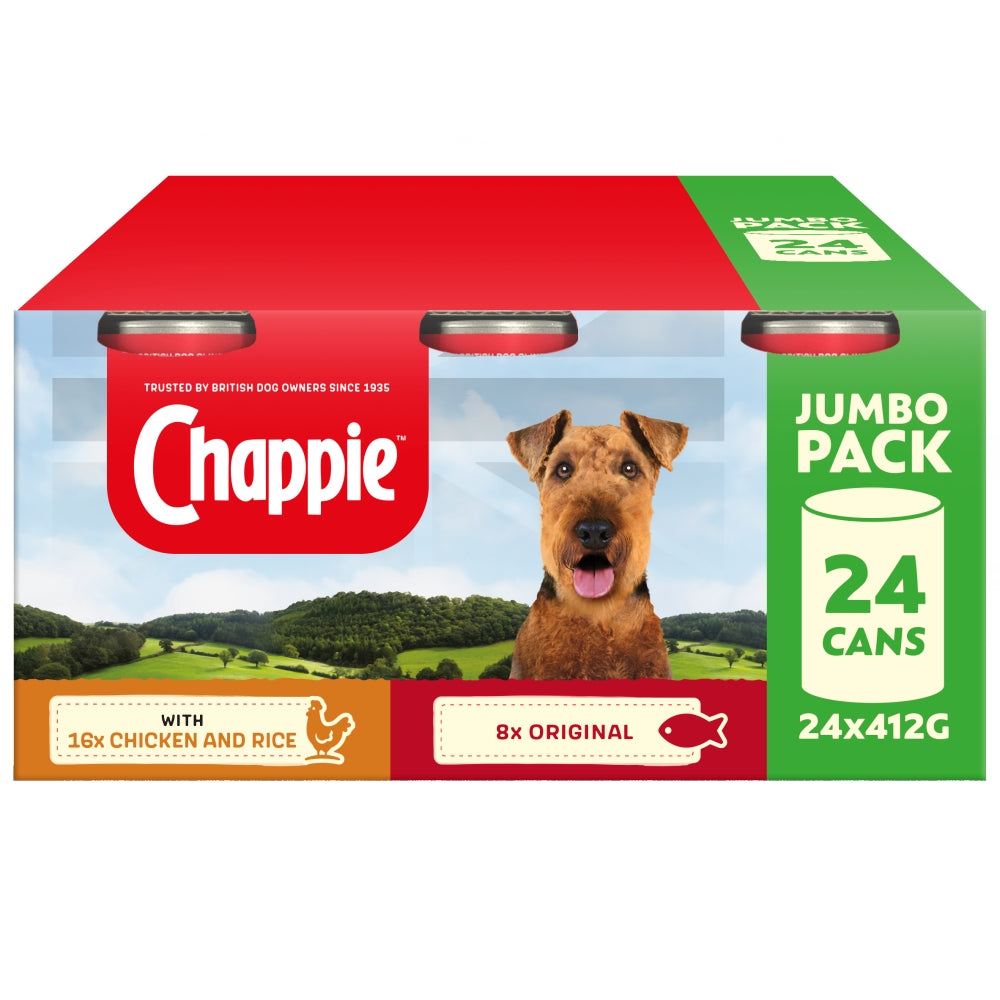Chappie Wet Dog Food Tins Mixed Flavour (24 x 412g) Original