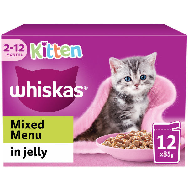 Whiskas | Wet Cat Food Pouches | Kitten | Mixed Menu in Jelly - 12 x 100g