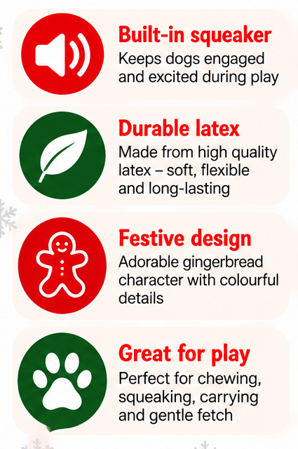 Gingerbread Latex 🍭Christmas Dog Toy by Happy Pet