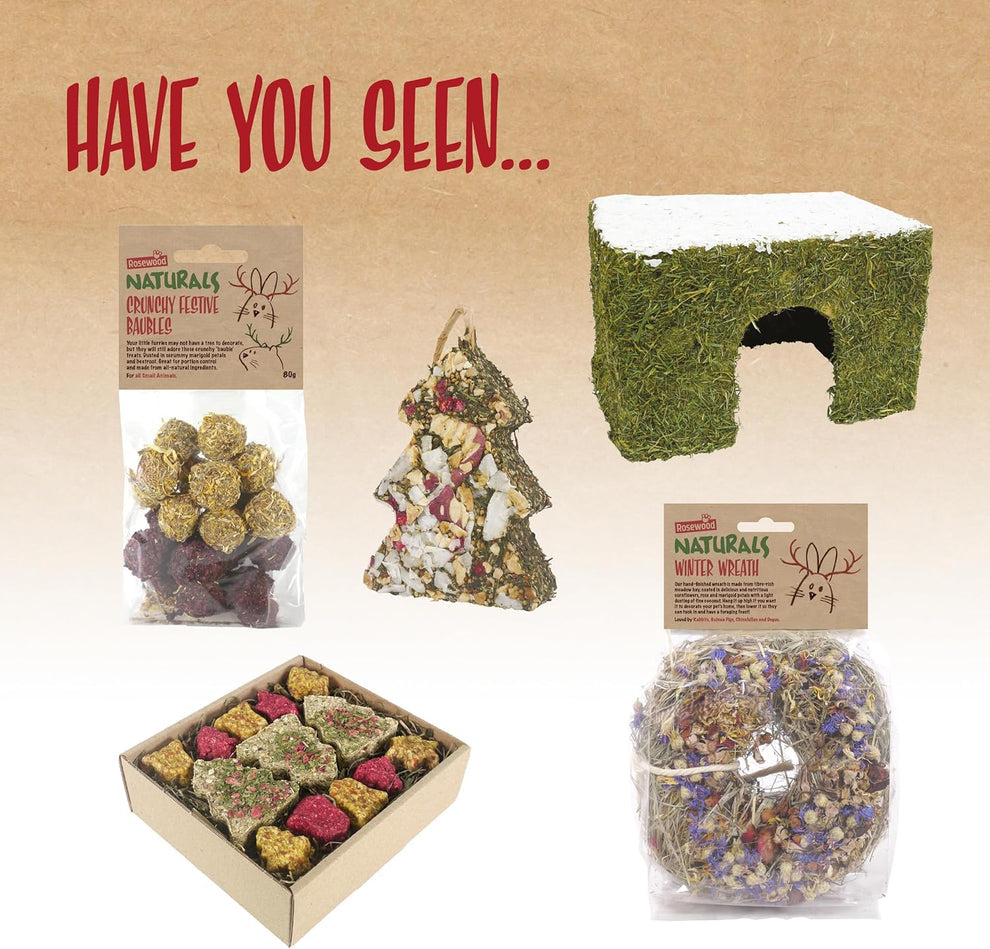 Rosewood Naturals Festive Cookies Forage Tray | Small Pet Christmas Treats