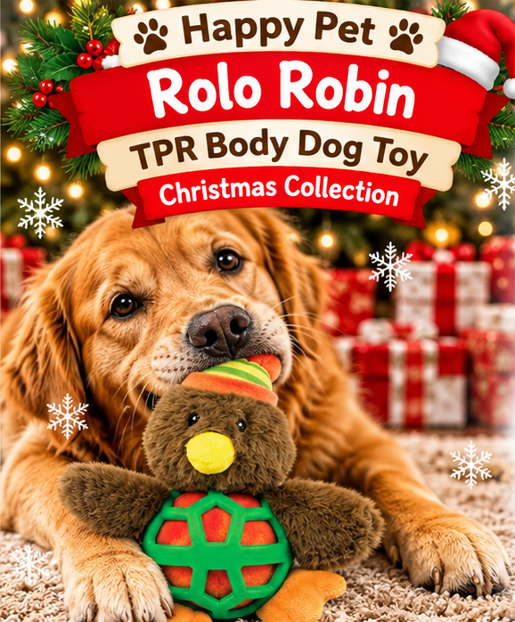 Rolo Robin TPR Body 🐦⬛ Dog Toy by Happy Pet