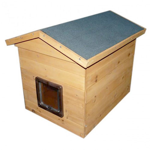 Wooden Cat Kennel | Flatpack | Cosy Outdoor Shelter with Flap