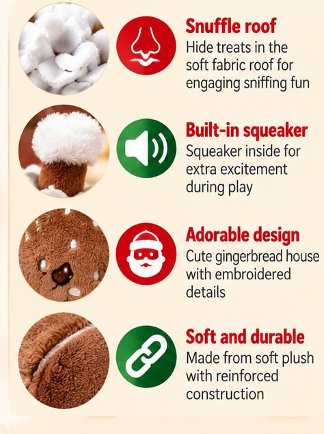 Gingerbread House Snuffle 🛖 Christmas Dog Toy by Happy Pet