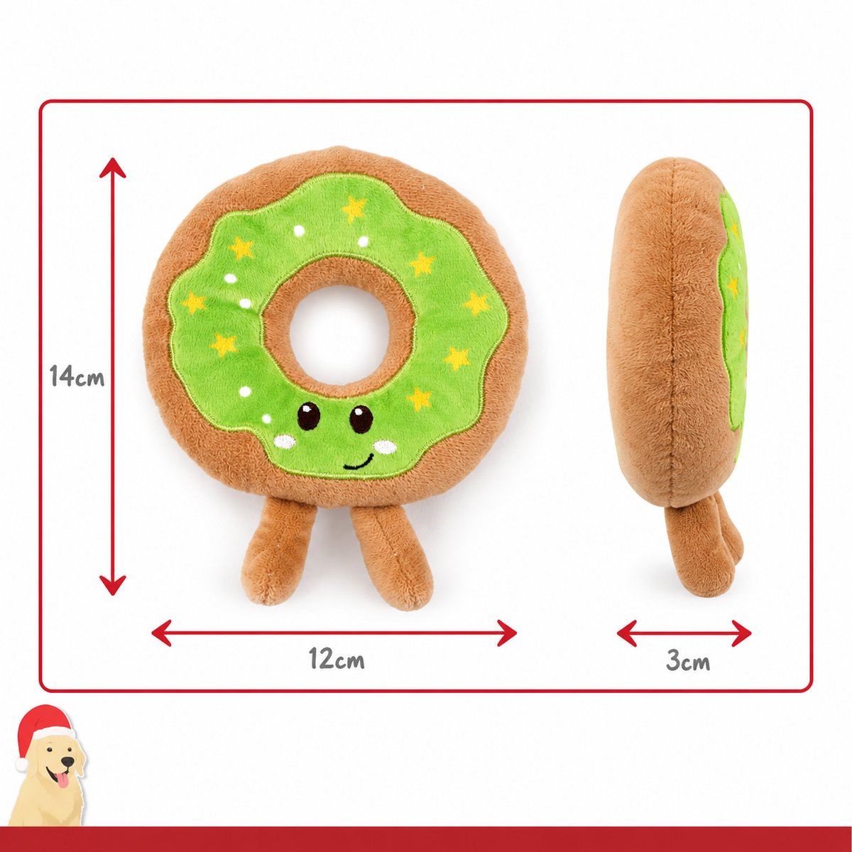 Festive Green Donut 🍩 Plush Christmas Dog Toy by Happy Pet