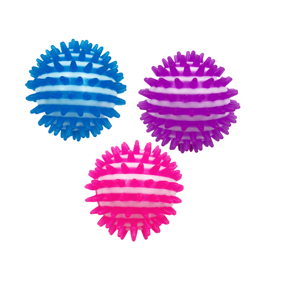 Hem & Boo Flashing Spiky Ball - 9cm | Light-Up Dog Toy