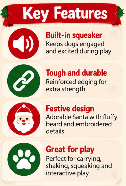 Santa Paws 🧑🎄 Tough Dog Christmas Toy by Happy Pet