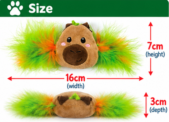 Corby Capybara Feather 🦫🪶 Christmas Cat Toy by Happy Pet