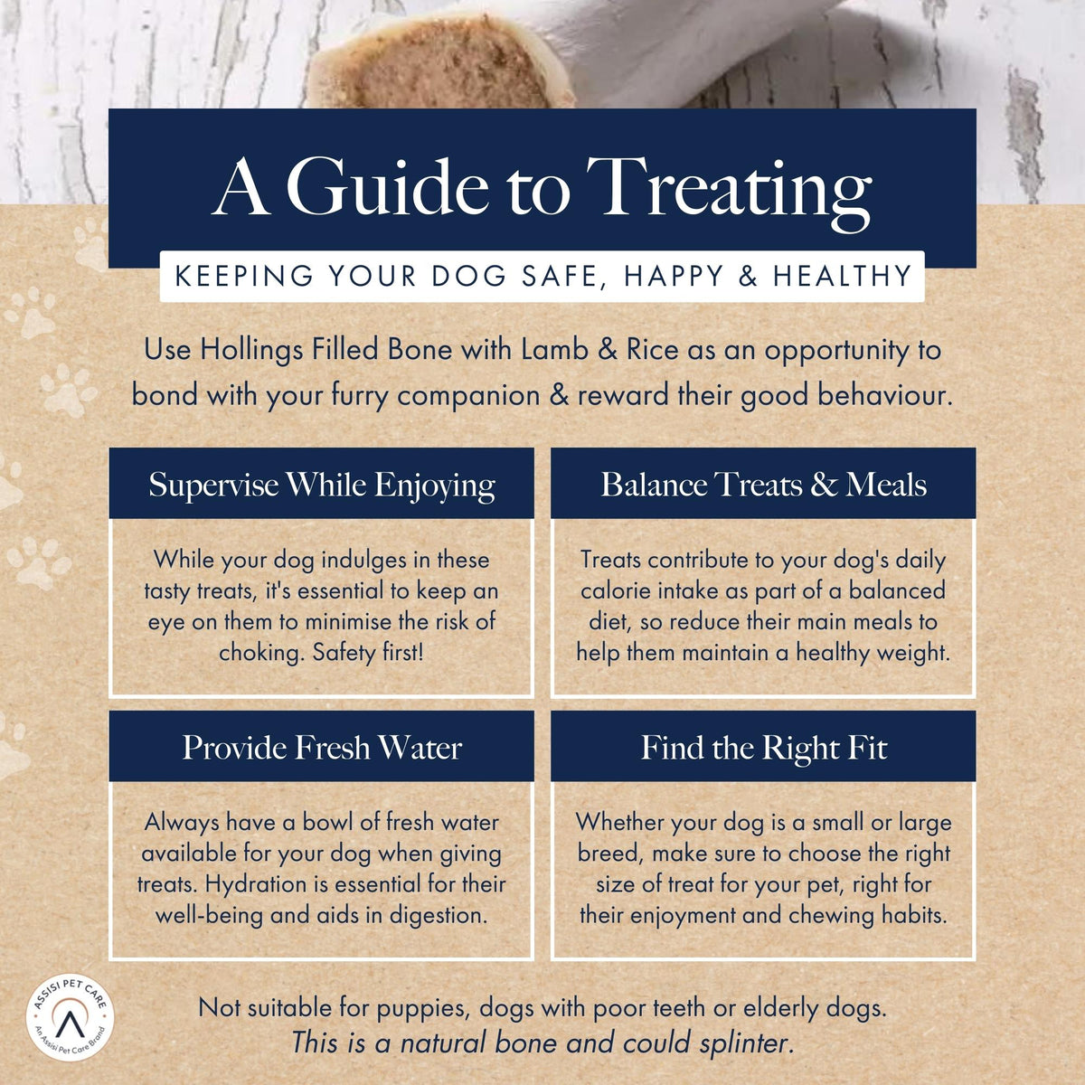Hollings Lamb & Rice Filled Beef Bone for Dogs Natural Treat